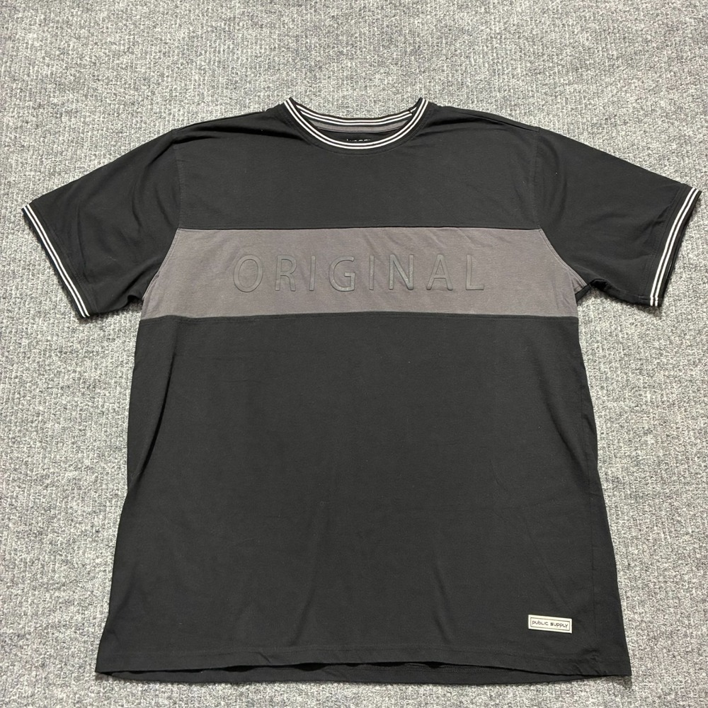 Public Supply Original Mens T-Shirt Size 3X Black Casual Stretch Short Sleeve